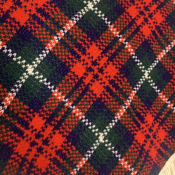 St.Michael Orion Red Blue Green Tartan Plaid Fringed Poncho Kids Size Age 5-8 - Picture 2 of 7